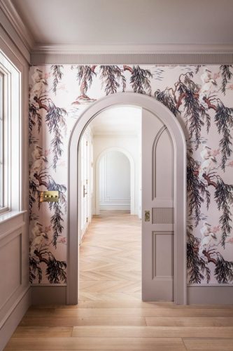  Slow Water greenery wallpaper and rounded archway